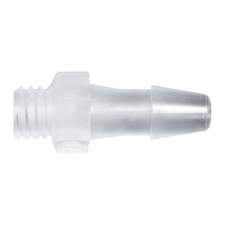 Cole Parmer Threaded to Hose Barb Fitting, Straight Adapter, Polypropylene, Cleanroom, 10-32UNFx1/8in ID; 10PK A1032-2-200PP-QC